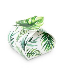 Uniquely Shaped Paper Wedding Favor Boxes - Palm Leaf - Set Of 10