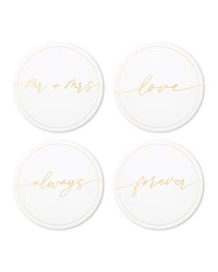 Round Paper Drink Coasters - Mr And Mrs Collection - Set Of 12