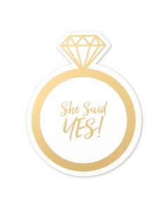 Diamond Ring Shaped Paper Drink Coasters - She Said Yes - Set Of 12