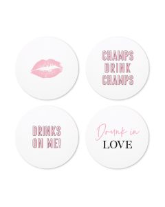 Round Paper Drink Coasters - Bachelorette Collection - Set Of 12