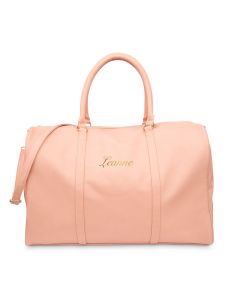 Women’s Custom Embroidered Faux Leather Weekender Travel Bag - Light Pink