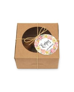 Custom Kraft Donut Favor Box With Clear Window Set Of 10