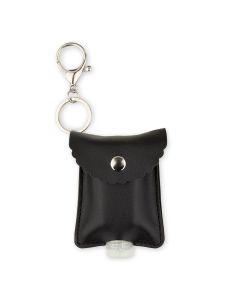 Faux Leather Hand Sanitizer Holder Keychain - Black