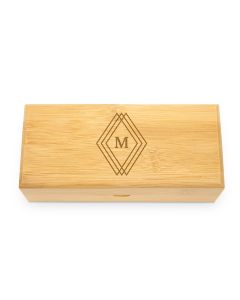 Personalized Bamboo Wood Sunglasses Case - Diamond Emblem 