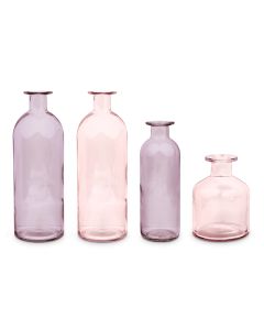 Assorted Glass Bottle Flower Vases - Purple - Set Of 4
