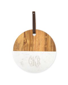 Personalized Round Marble & Wood Serving Board 