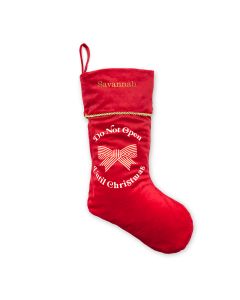 Custom Embroidered Plush Christmas Stockings - Don’t Open Until Christmas