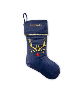 Custom Embroidered Plush Christmas Stockings - Rudolph