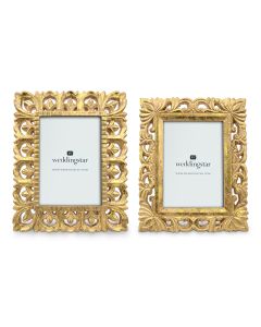 Ornate Wood Large & Small Decorative Picture Frames - Gold - Set Of 2