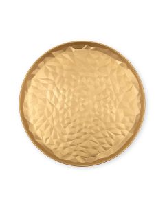 Round Gold Wood Decorative Coffee Table Trays - Medium - Set Of 2