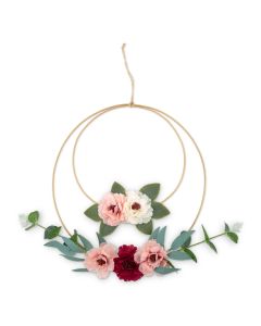 Gold Metal Wire Floral Hoop Wreath Wedding Décor - Blush Blossoms - Set Of 2
