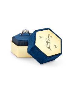 Personalized Velvet Hexagon Wedding Ring Box 