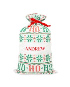 Large Personalized Drawstring Santa Sack For Gifts - Ho Ho Ho
