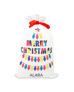 Large Personalized Drawstring Santa Sack For Gifts - Merry Christmas