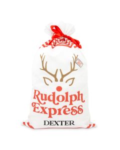 Large Personalized Drawstring Santa Sack For Gifts - Rudolph Express