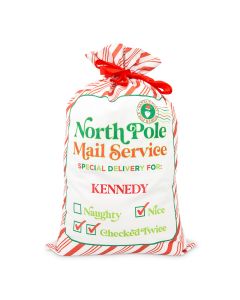 Large Personalized Drawstring Santa Sack For Gifts - North Pole Delivery
