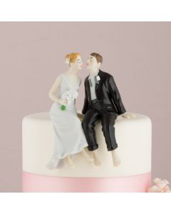 Whimsical Sitting Bride and Groom