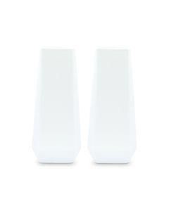 Tall Geometric Faceted Ceramic Flower Vases - White - Set Of 2