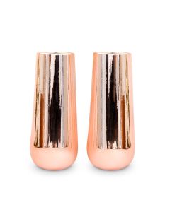 Tall Thin Metallic Chrome Flower Vases - Copper - Set Of 2