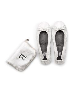 Personalized Foldable Ballet Flats Wedding Favors - Metallic Silver Large