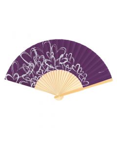 Contemporary Hearts Silk Fan - Purple (pack of 6)