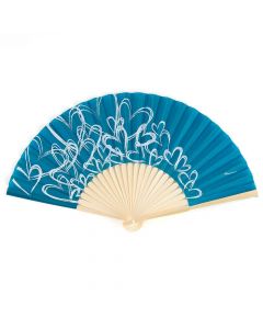 Contemporary Hearts Silk Fan - Oasis Blue (pack of 6)