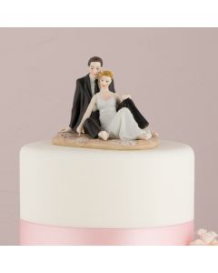 Romantic Wedding Couple Lounging on the Beach Figurine