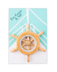 "Our Course Is Set" Boat Wheel Magnet Favor Gift (pkgs of 6)