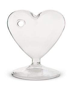 Miniature Clear Blown Glass Heart Vase