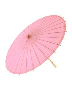 Pretty Paper Parasol With Bamboo Handle - Pastel Pink