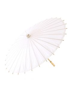 Pretty Paper Parasol With Bamboo Handle - White