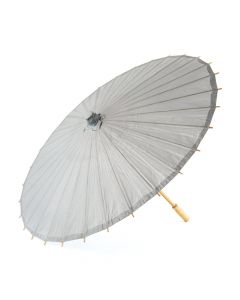 Pretty Paper Parasol With Bamboo Handle - Silver