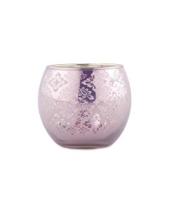 Small Glass Globe Votive Holder With Reflective Lace Pattern (6) - Lavender (6)