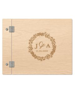 Personalized Wooden Wedding Guest Book - Love Wreath
