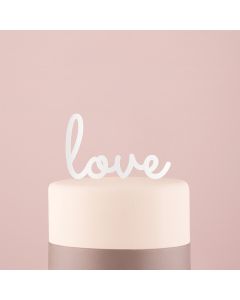 Love Acrylic Cake Topper - White