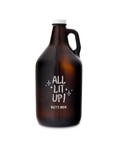 Personalized Glass Beer Growler - All Lit Up! Printing