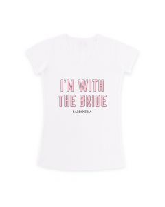 Personalized Junior Bridesmaid Wedding T-Shirt - With The Bride Youth White