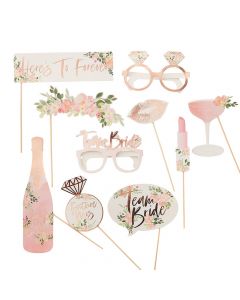 Fun Photo Booth Props on a Stick - Rose Gold Floral