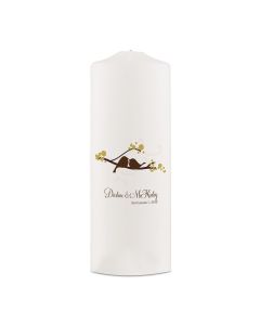 Personalized White or Ivory Wedding Unity Candle - Love Bird