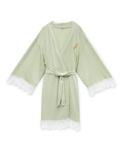 Women's Personalized Jersey Knit Robe With Lace Trim