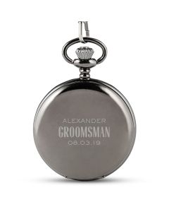 Personalized Gunmetal Mechanical Pocket Watch & Fob