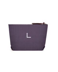Women's Personalized Napa Linen Makeup Bag- Plum / Purple