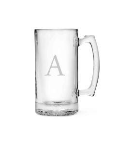 Custom Engraved 25 oz. Glass Beer Mug - Serif Initial