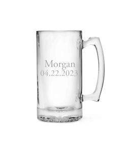 Custom Engraved 25 oz. Glass Beer Mug - Serif Font