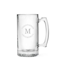 Custom Engraved 25 oz. Glass Beer Mug - Wrap Text Monogram