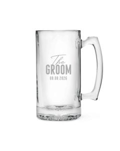 Custom Engraved 25 oz. Glass Beer Mug - The Groom