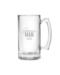 Custom Engraved 25 oz. Glass Beer Mug - Stacked Groomsman