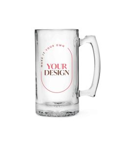 Custom Printed 25 oz. Glass Beer Mug with Handle for Gifts and Event Favours - Upload Your Own Design