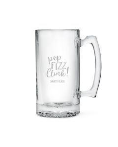Personalized Large Glass Beer Mug – Pop Fizz Clink Engraving