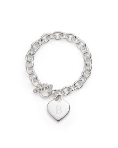 Personalized Silver Heart Charm Bracelet